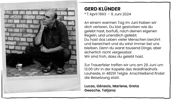 Traueranzeige von Gerd Klünder von Ostfriesischer Kurier