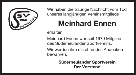 Traueranzeige von Meinhard Ennen von Ostfriesischer Kurier