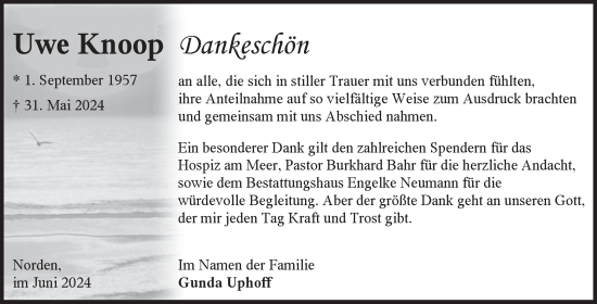 Traueranzeige von Uwe Knoop von Ostfriesischer Kurier