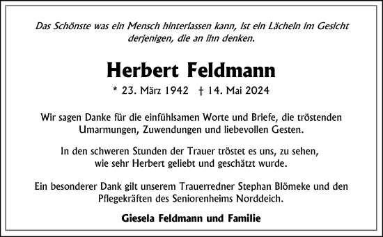 Traueranzeige von Herbert Feldmann von Ostfriesischer Kurier