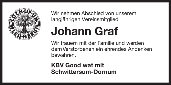 Traueranzeige von Johann Graf von Ostfriesischer Kurier