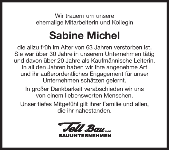 Traueranzeige von Sabine Michel von Ostfriesischer Kurier