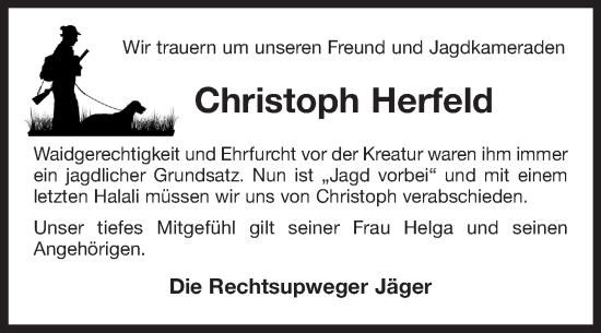 Traueranzeige von Christoph Herfeld von Ostfriesischer Kurier