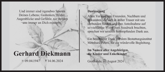 Traueranzeige von Gerhard Diekmann von Ostfriesischer Kurier