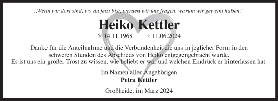 Traueranzeige von Heiko Kettler von Ostfriesischer Kurier