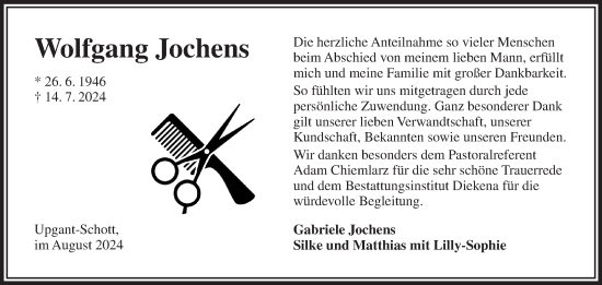 Traueranzeige von Wolfgang Jochens von Ostfriesischer Kurier