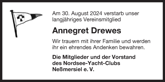 Traueranzeige von Annegret Drewes von Ostfriesischer Kurier