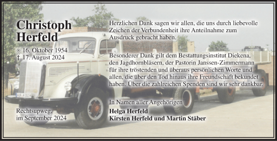 Traueranzeige von Christoph Herfeld von Ostfriesischer Kurier