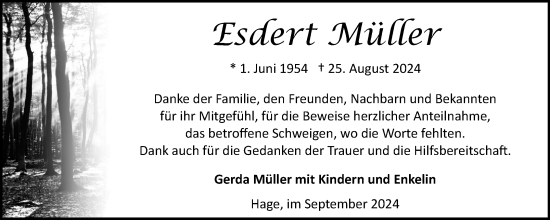Traueranzeige von Esdert Müller von Ostfriesischer Kurier