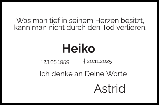 Traueranzeige von Heiko  von Ostfriesischer Kurier