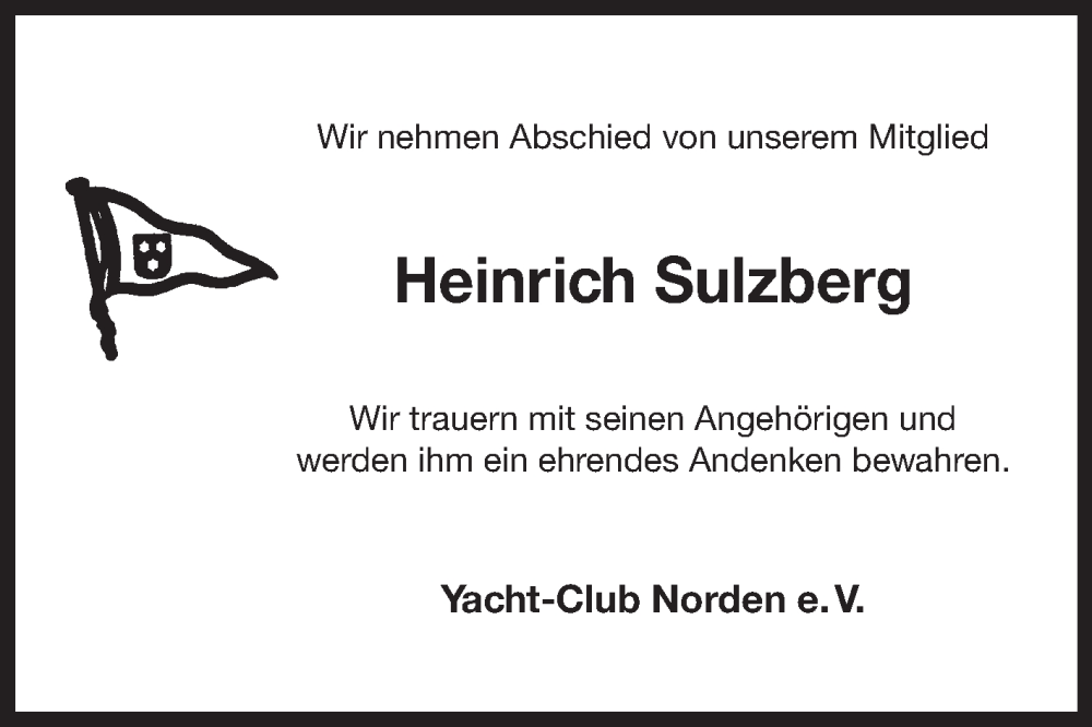  Traueranzeige für Heinrich Sulzberg vom 05.12.2025 aus Ostfriesischer Kurier
