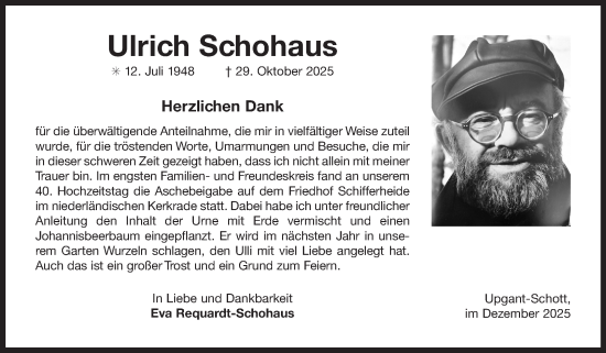 Traueranzeige von Ulrich Schohaus von Ostfriesischer Kurier
