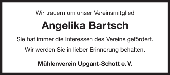 Traueranzeige von Angelika Bartsch von Ostfriesischer Kurier