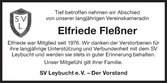 Traueranzeige von Elfriede Fleßner von Ostfriesischer Kurier