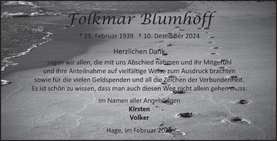 Traueranzeige von Folkmar Blumhoff von Ostfriesischer Kurier