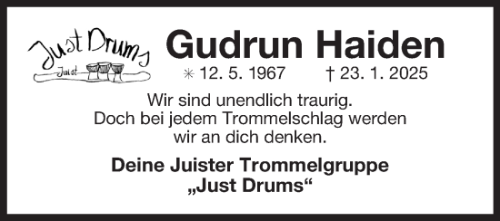 Traueranzeige von Gudrun Haiden von Ostfriesischer Kurier