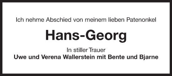 Traueranzeige von Hans-Georg  von Ostfriesischer Kurier