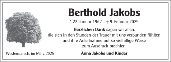 Traueranzeige von Berthold Jakobs von Ostfriesischer Kurier