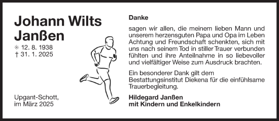 Traueranzeige von Johann Janßen von Ostfriesischer Kurier