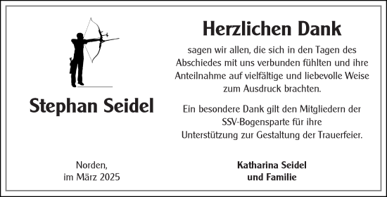 Traueranzeige von Stephan Seidel von Ostfriesischer Kurier