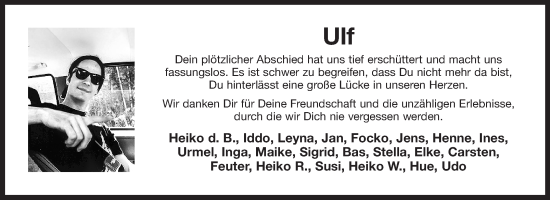 Traueranzeige von Ulf  von Ostfriesischer Kurier