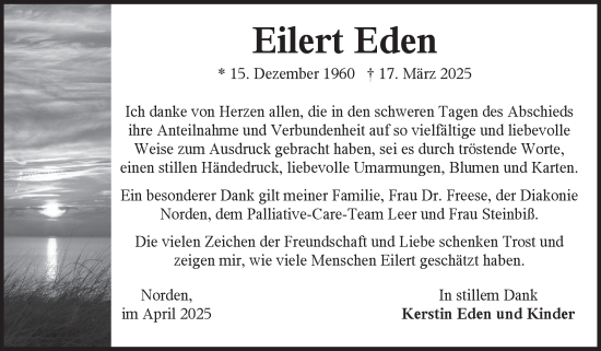Traueranzeige von Eilert Eden von Ostfriesischer Kurier