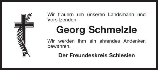 Traueranzeige von Georg K. Schmelzle von Ostfriesischer Kurier