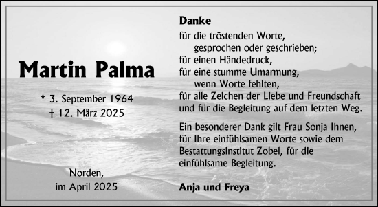 Traueranzeige von Martin Palma von Ostfriesischer Kurier