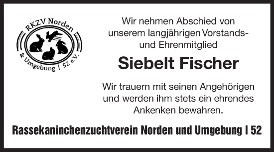 Traueranzeige von Siebelt Fischer von Ostfriesischer Kurier