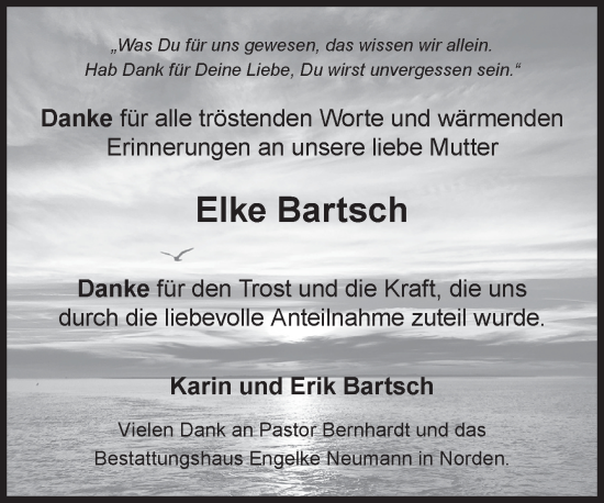 Traueranzeige von Elke Bartsch von Ostfriesischer Kurier