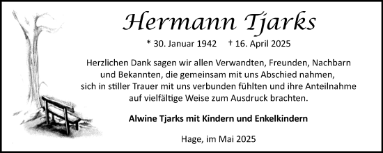 Traueranzeige von Hermann Tjarks von Ostfriesischer Kurier