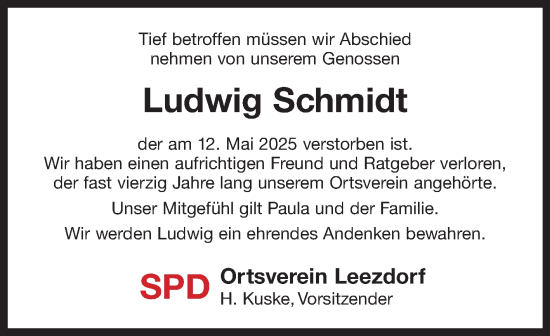 Traueranzeige von Ludwig Schmidt von Ostfriesischer Kurier