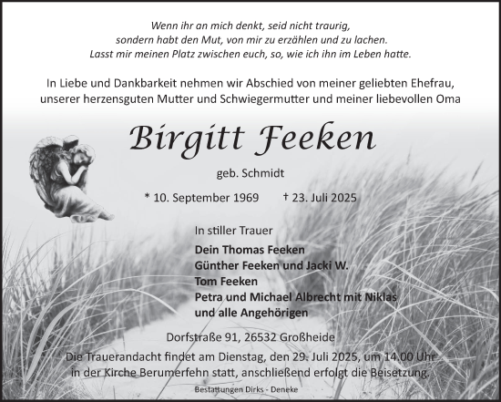 Traueranzeige von Birgitt Feeken von Ostfriesischer Kurier