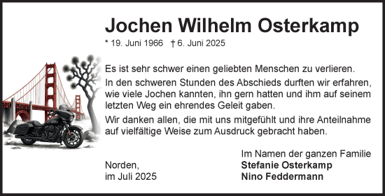 Traueranzeige von Jochen Wilhelm Osterkamp von Ostfriesischer Kurier