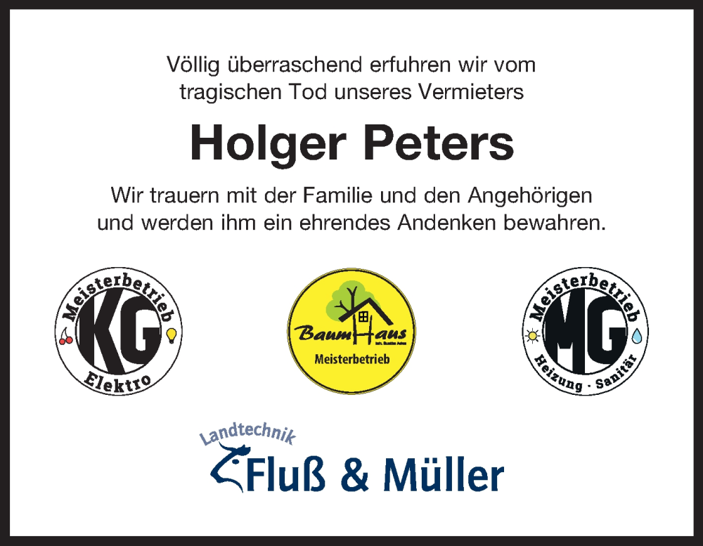  Traueranzeige für Holger Peters vom 02.08.2025 aus Ostfriesischer Kurier