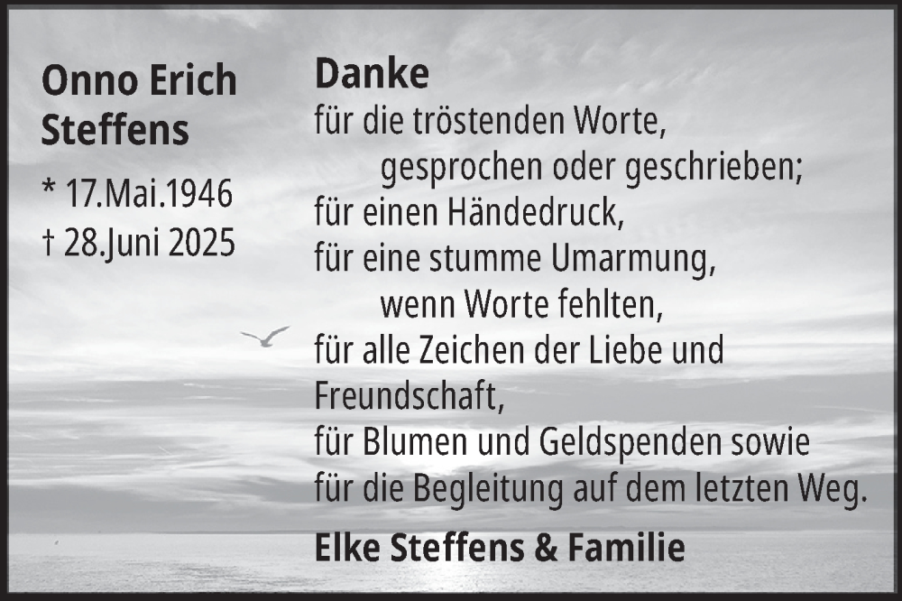  Traueranzeige für Onno Erich Steffens vom 02.08.2025 aus Ostfriesischer Kurier